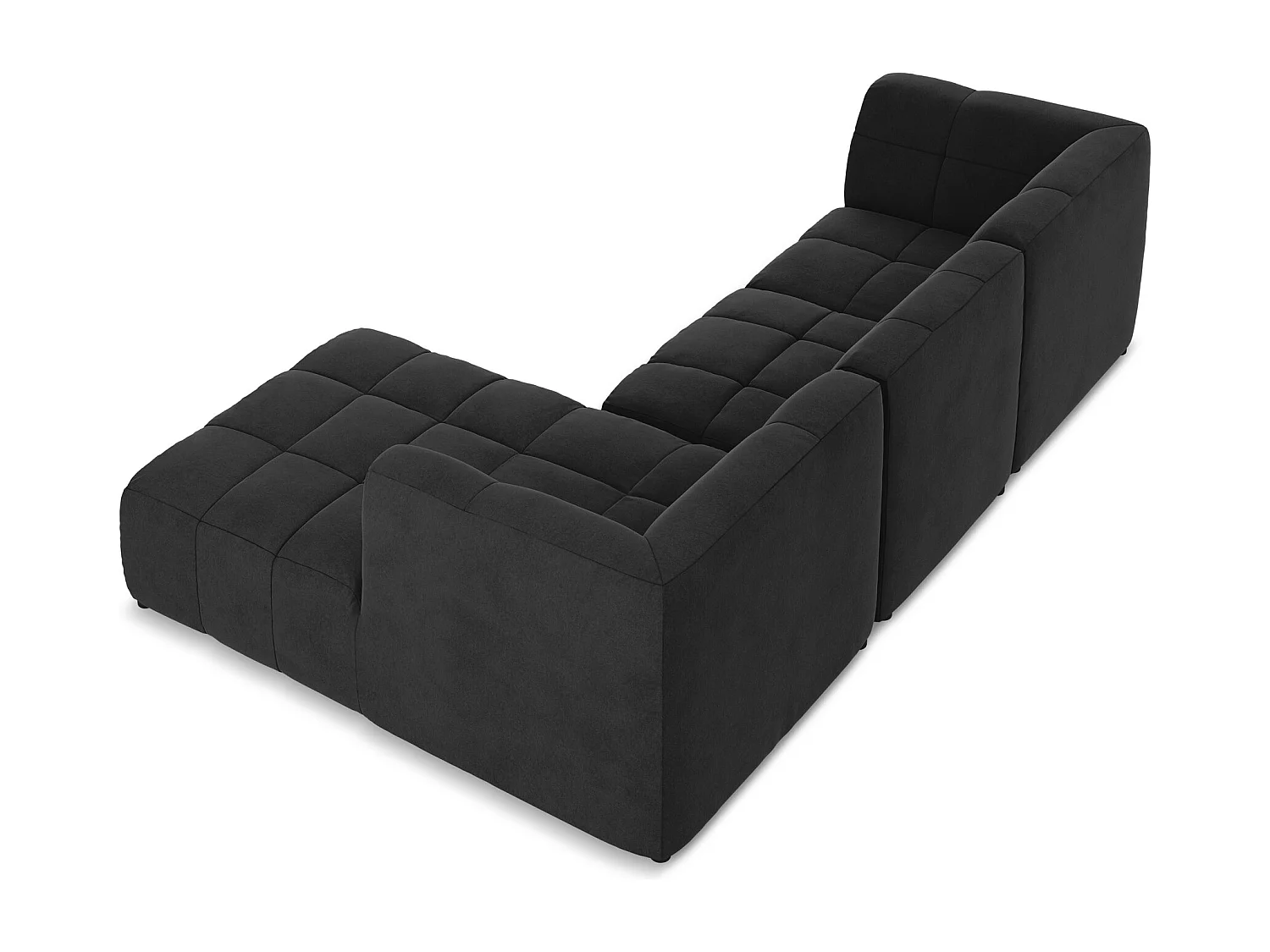 Canapé d'angle 3 places modulaire droit en velours - noir - ALOHA