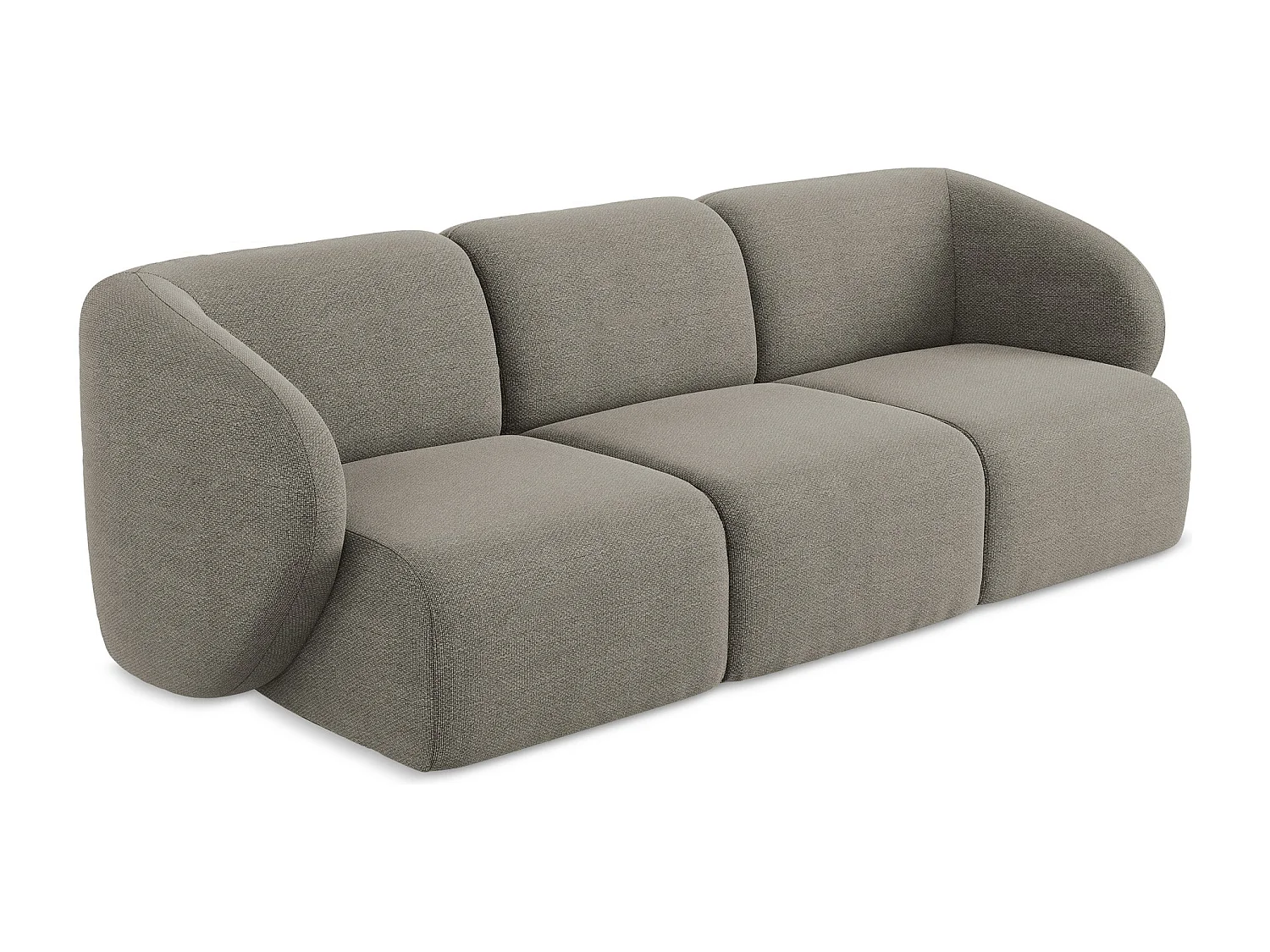 Canapé modulable 3 places en tissu bouclette - gris - LANI