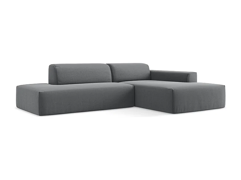 3-Sitzer Modulares Ecksofa - Ecke Links - Samt - Stahl - KELI