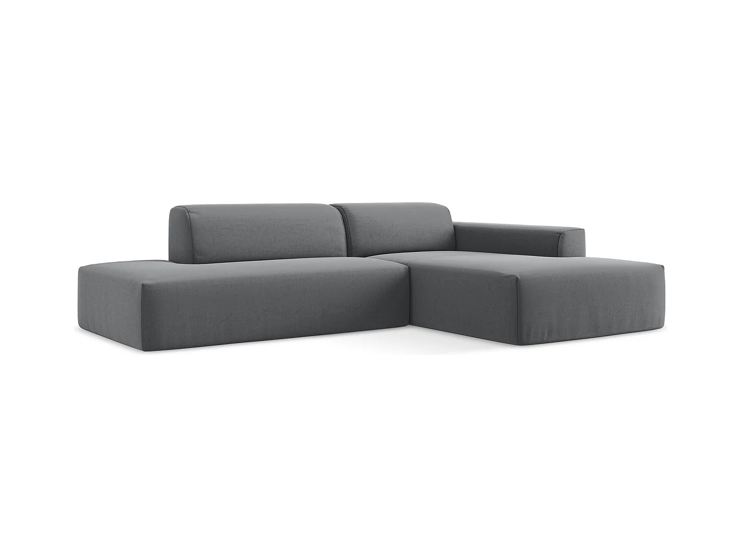 Canapé d'angle 3 places modulaire gauche en velours - acier - KELI