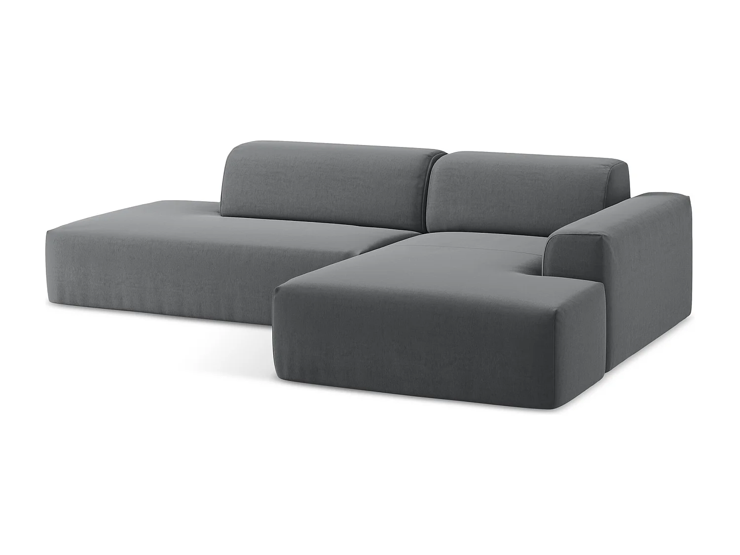 Canapé d'angle 3 places modulaire gauche en velours - acier - KELI