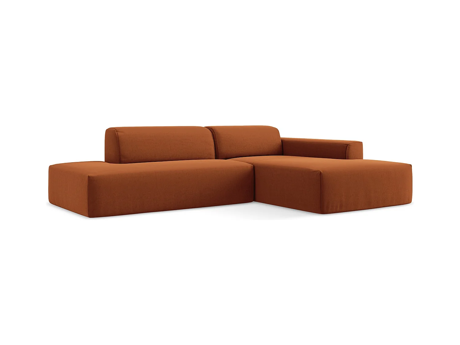 Modulaire hoekbank links van terracotta velours - KELI