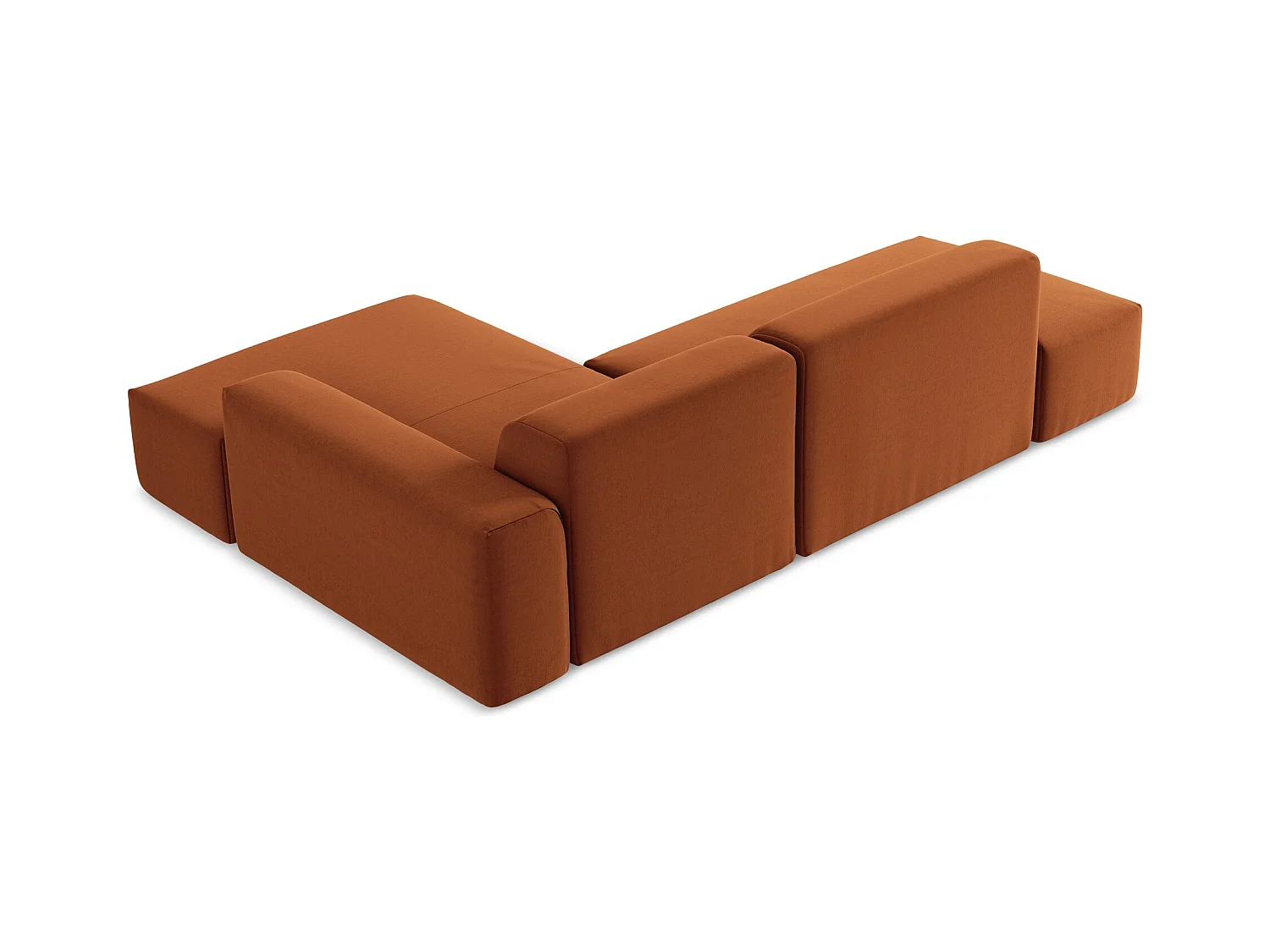 Modulaire hoekbank links van terracotta velours - KELI