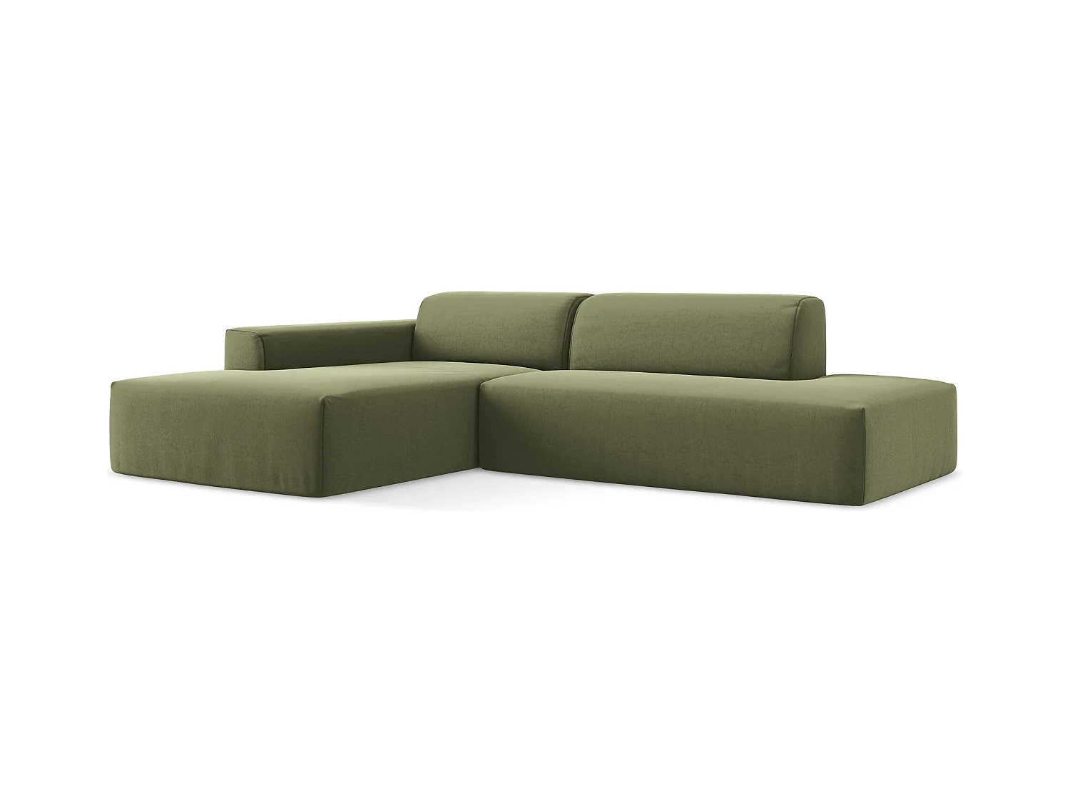 3-Sitzer Modulares Ecksofa - Ecke Rechts - Samt - Olive - KELI