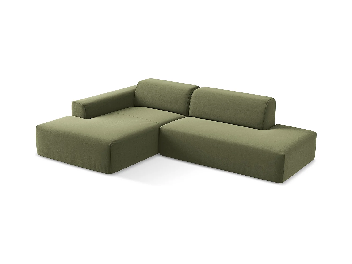 3-Sitzer Modulares Ecksofa - Ecke Rechts - Samt - Olive - KELI