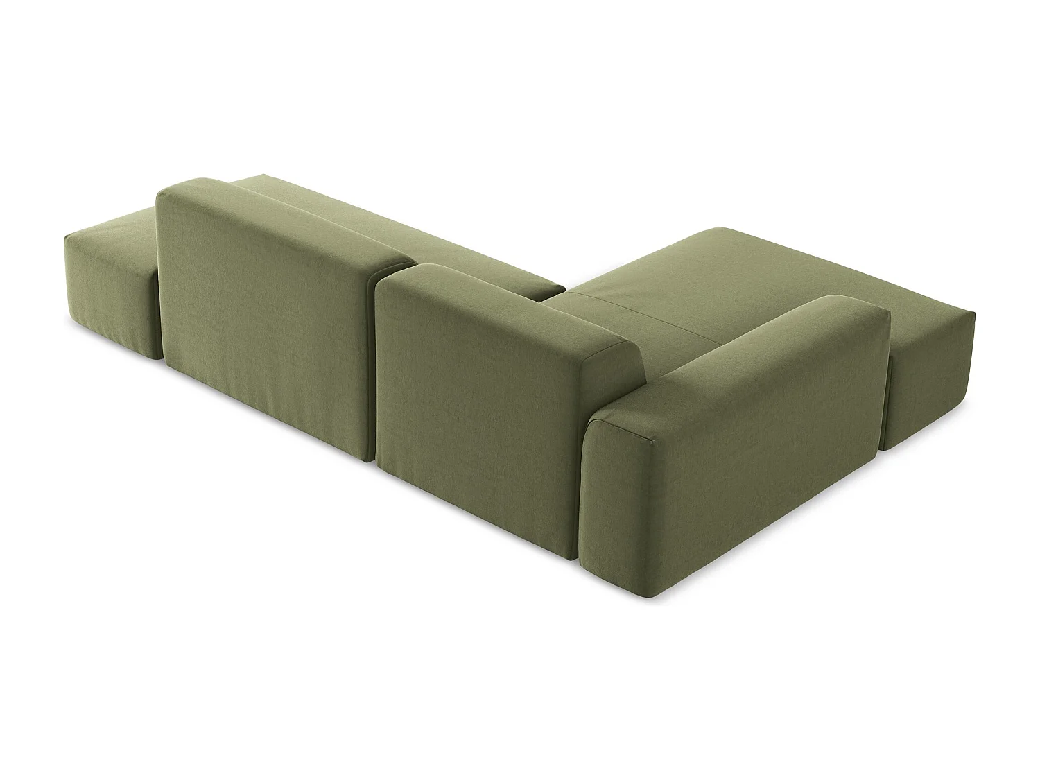 Canapé d'angle 3 places modulaire droit en velours - olive - KELI