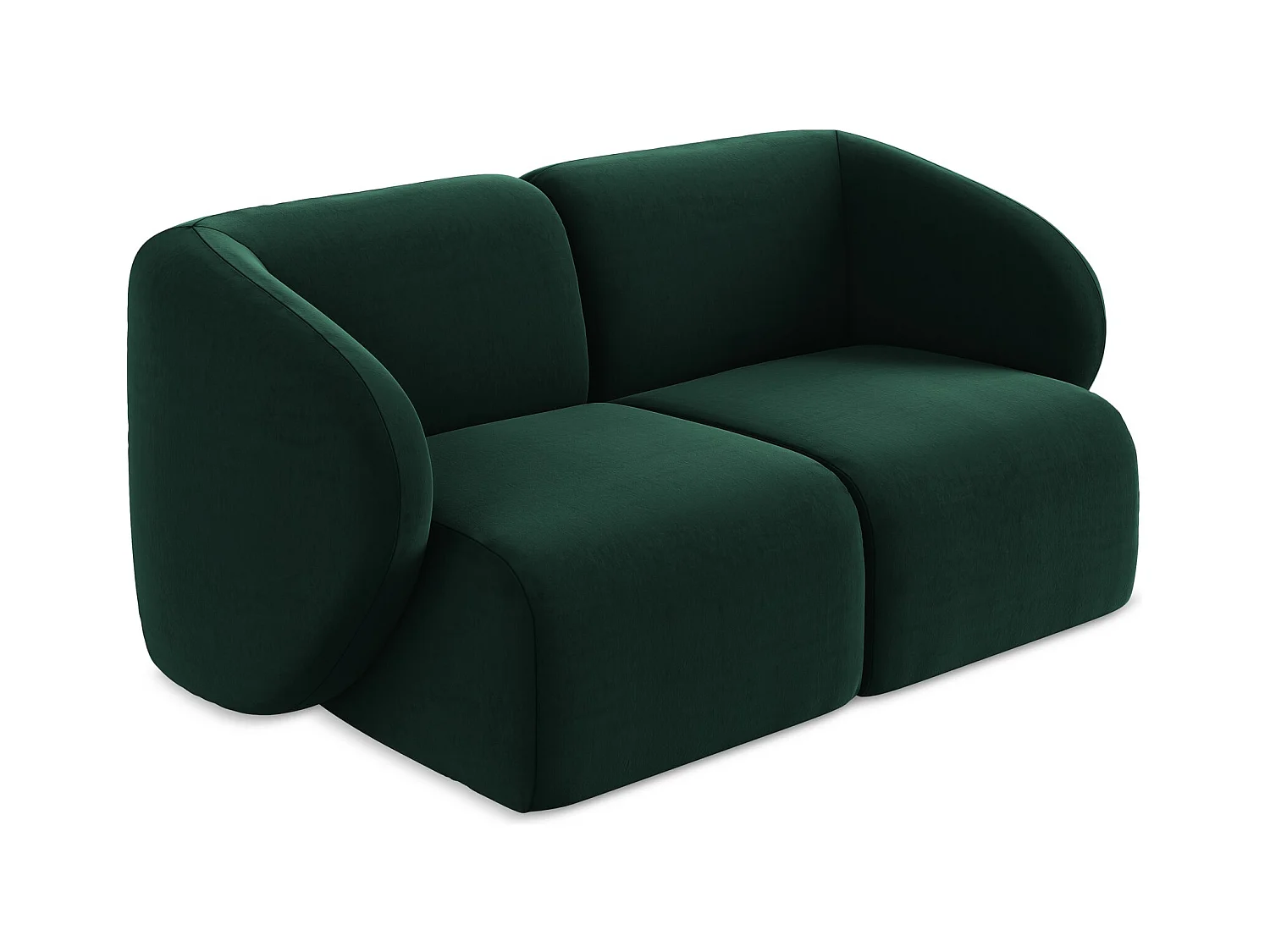 2-Sitzer Sofa - - Samt - Flaschengrün - LANI
