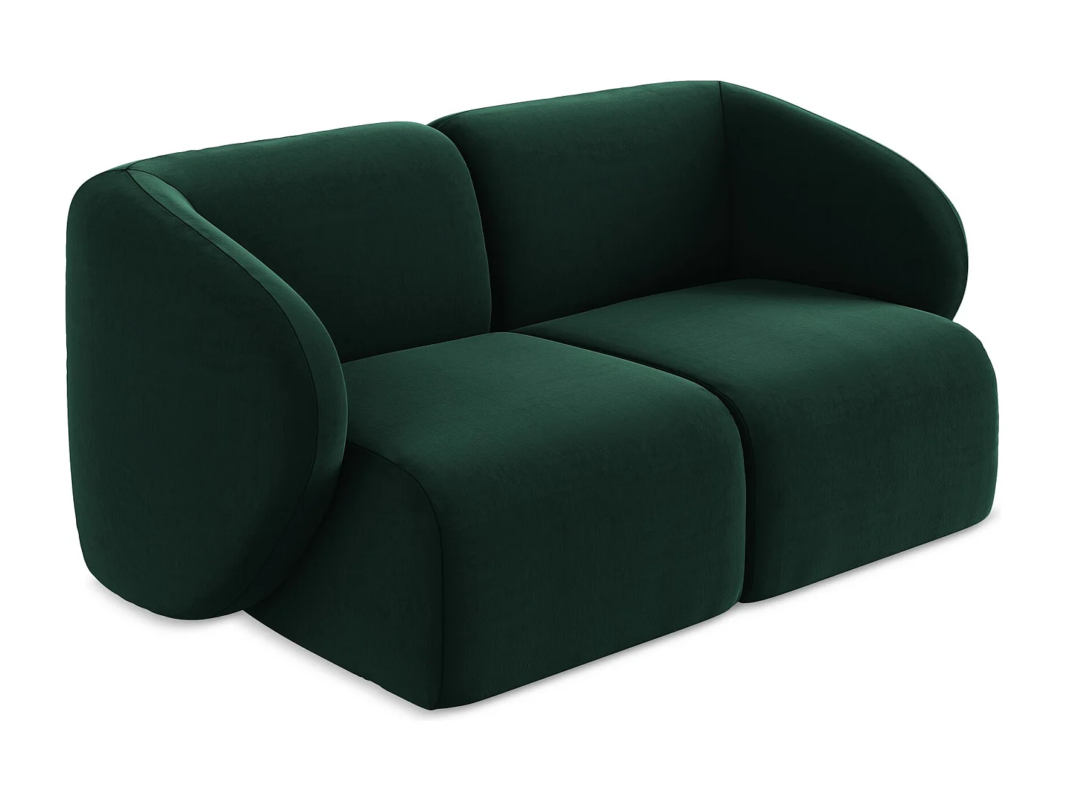 Canapé modulable 2 places en velours - bouteille verte - LANI