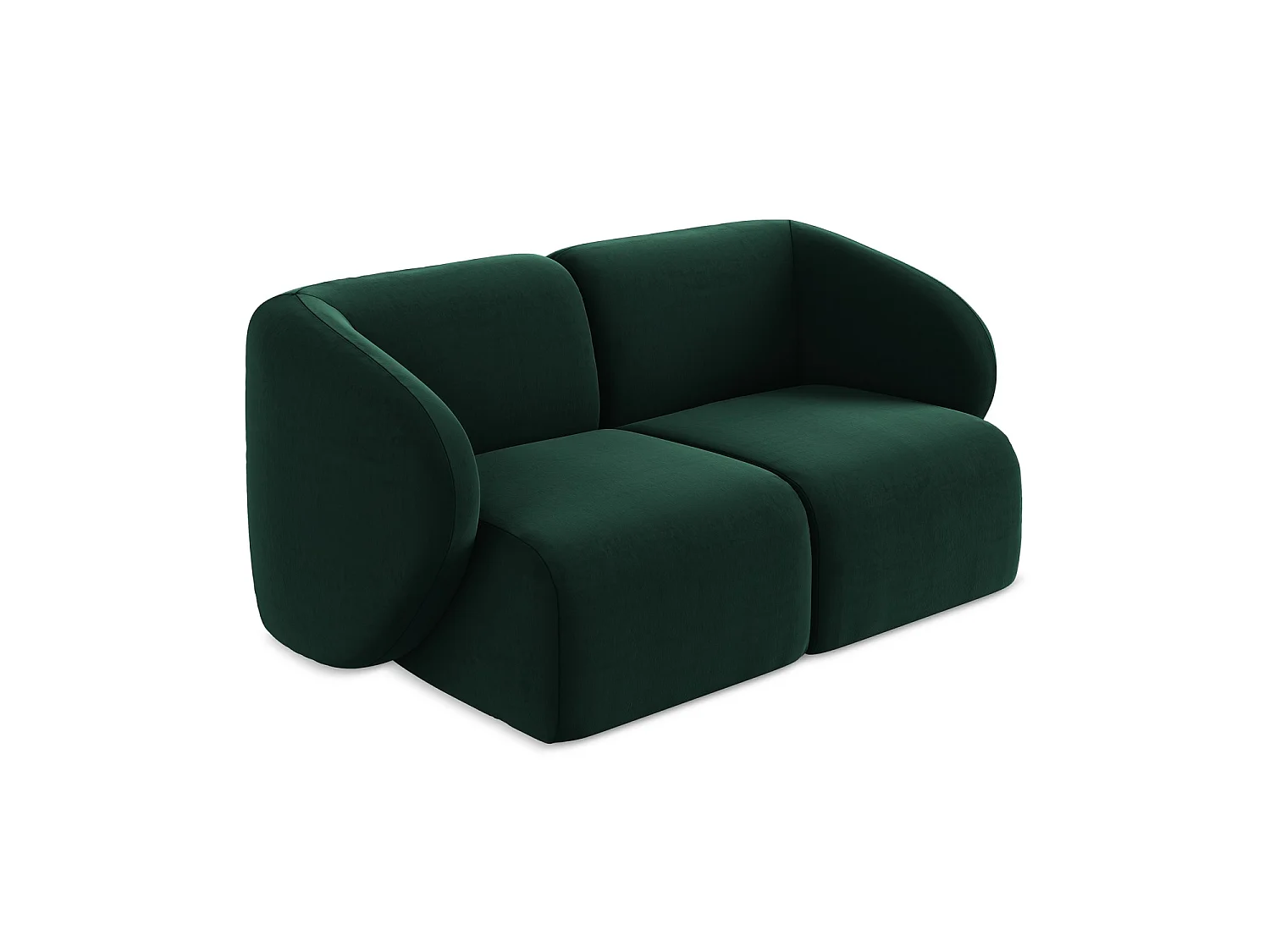 Modułowa sofa 2-osobowa - z tkaniny welwetowej - butelkowa zieleń - CERVO