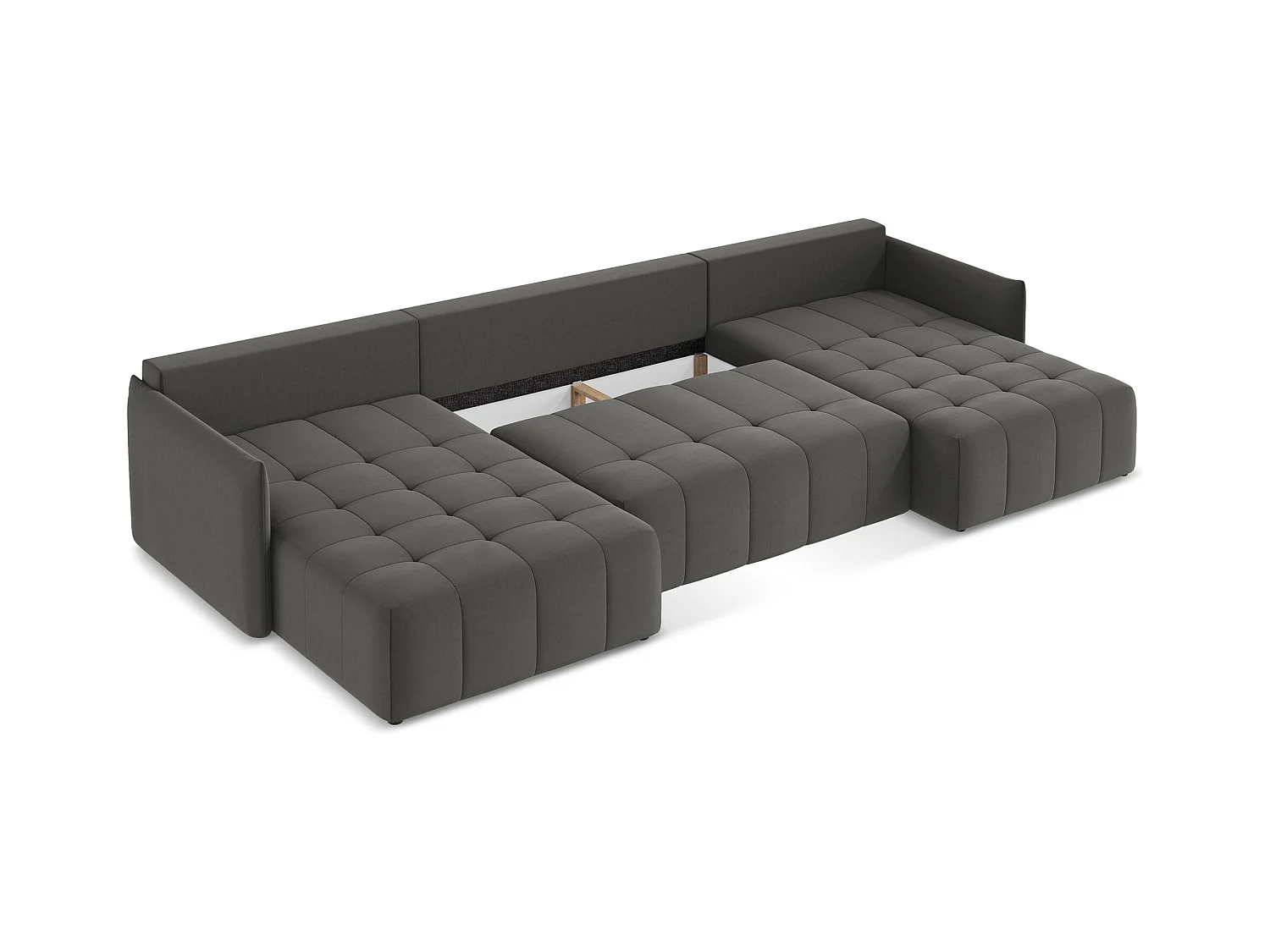 Panoramische hoekbank van staal velours - MOKU