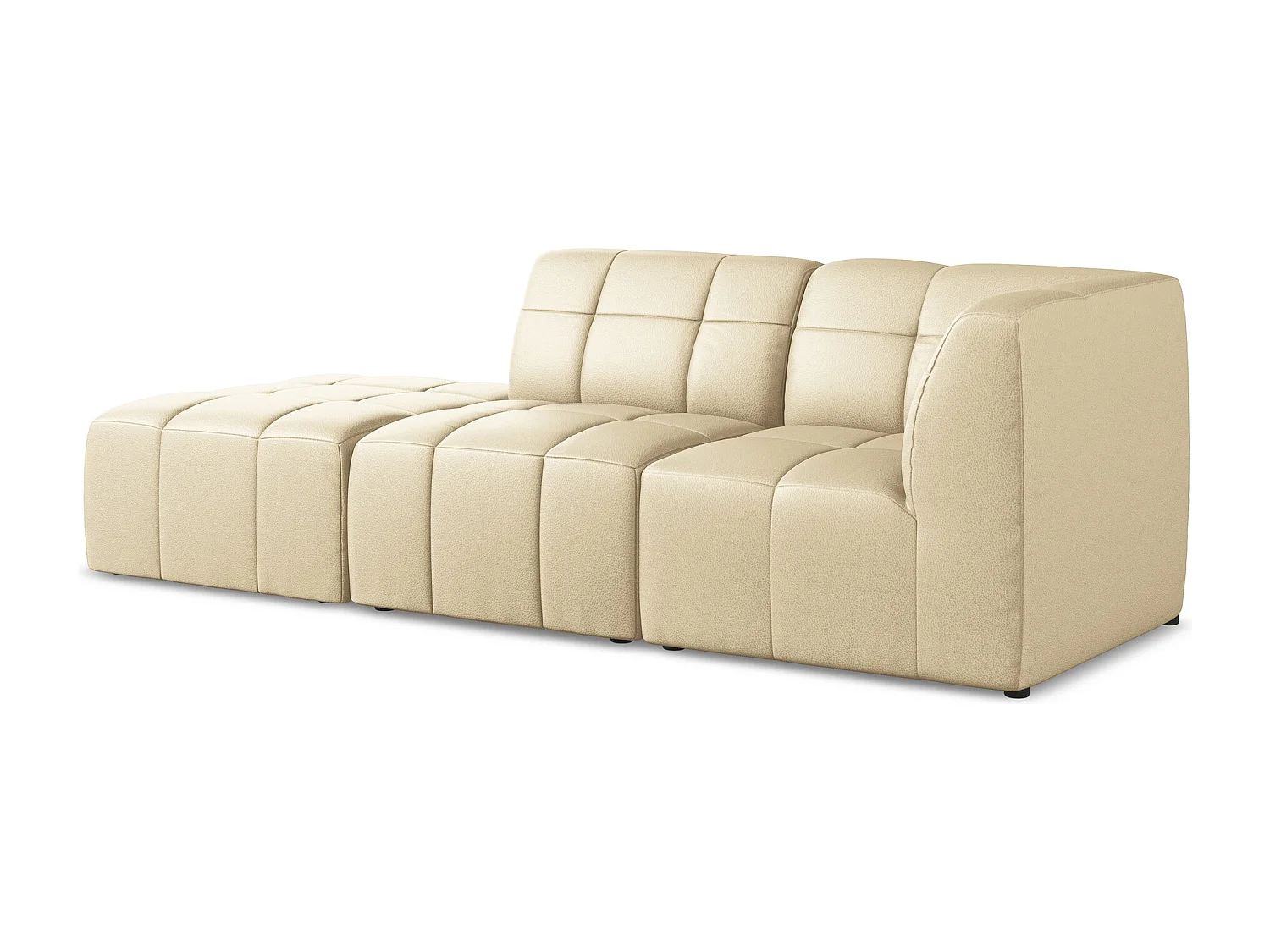 Modulaire hoekbank links van beige kunstleer - ALOHA