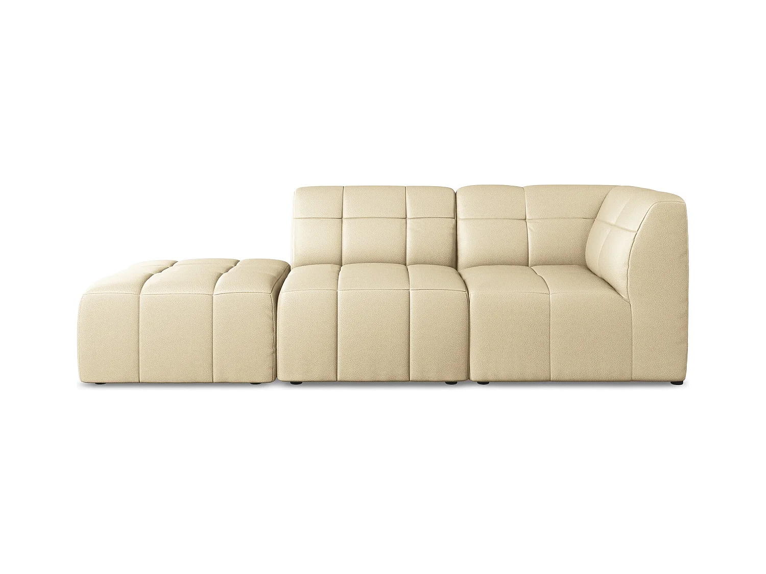 Modulaire hoekbank links van beige kunstleer - ALOHA