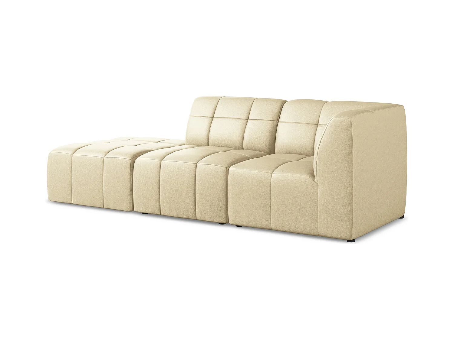 3-Sitzer Modulares Ecksofa - Ecke Links - Kunstleder - Beige - ALOHA