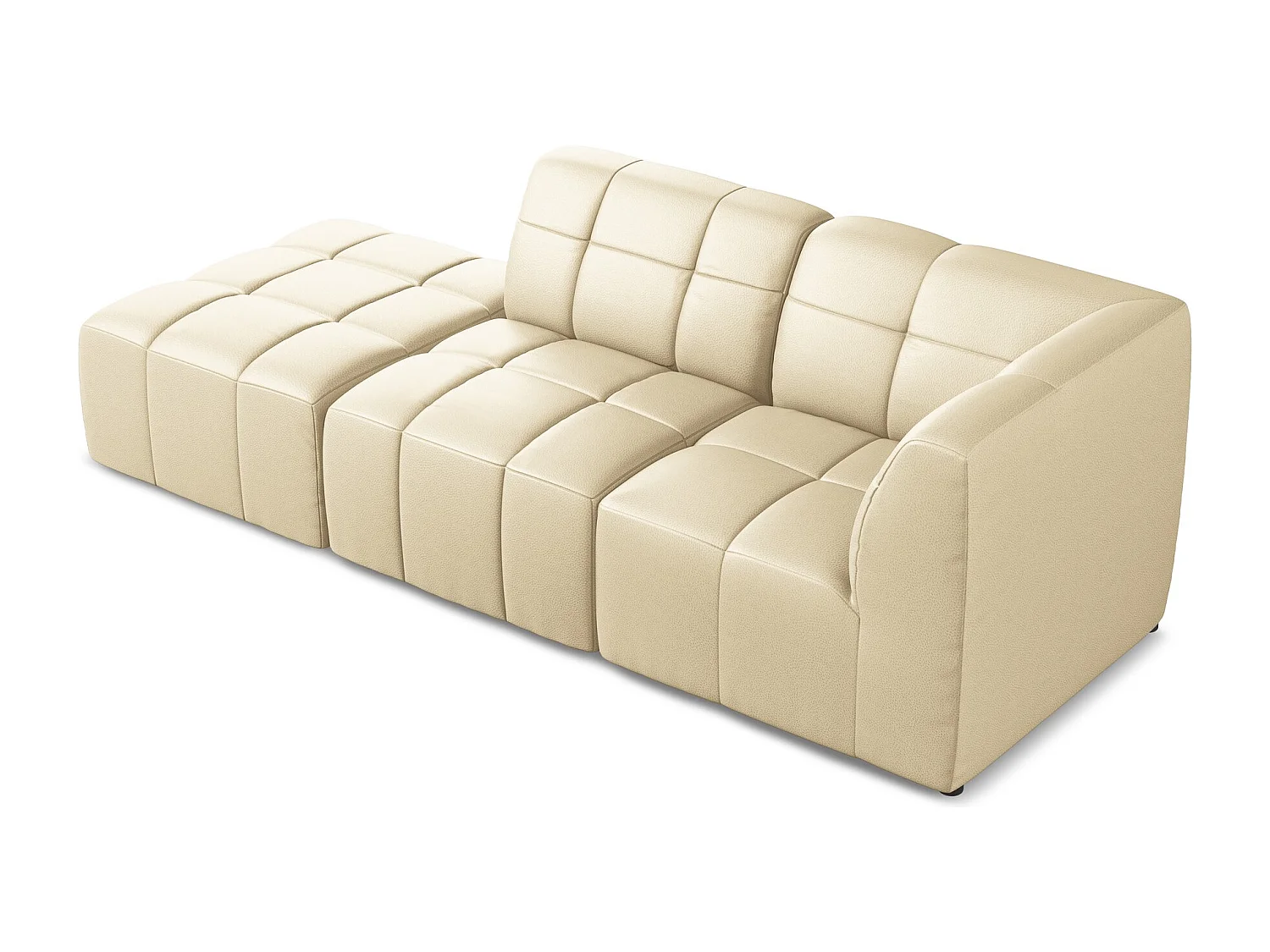 Canapé d'angle 3 places modulaire gauche en similicuir - beige - ALOHA