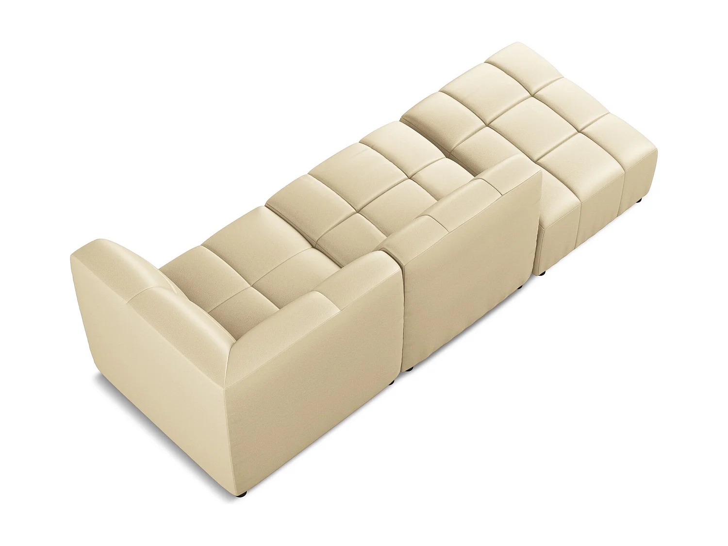 Canapé d'angle 3 places modulaire gauche en similicuir - beige - ALOHA