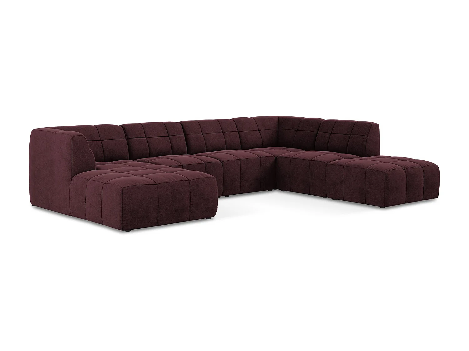 Canapé panoramique 5 places en velours - bourgogne - ALOHA