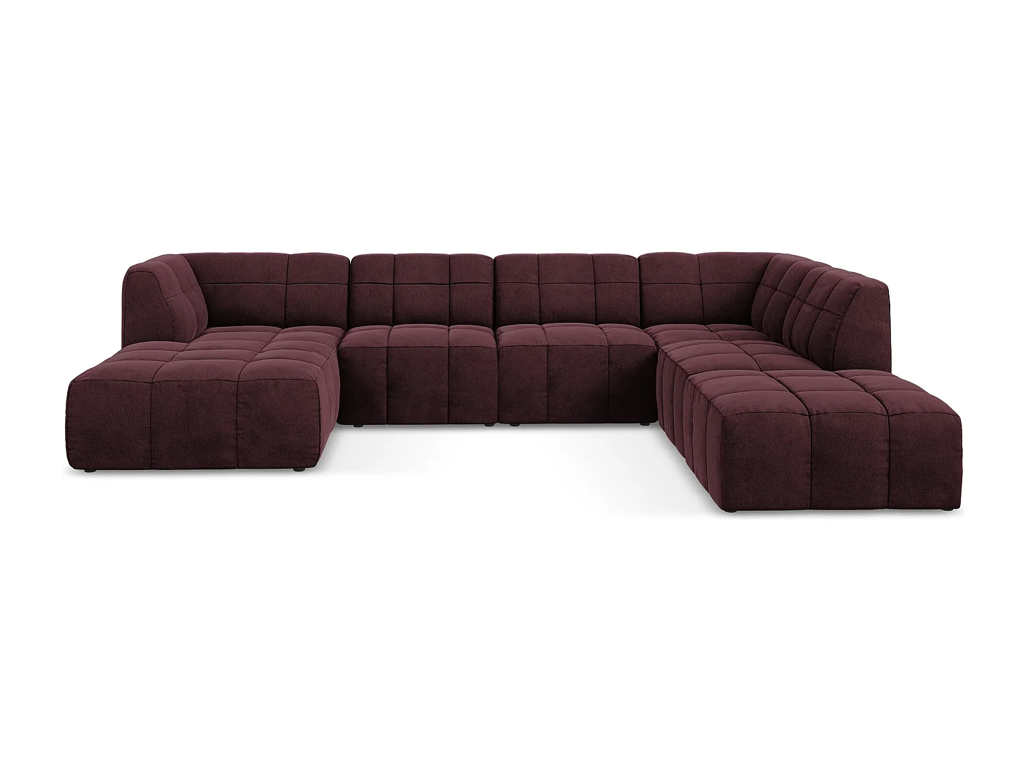Canapé panoramique 5 places en velours - bourgogne - ALOHA
