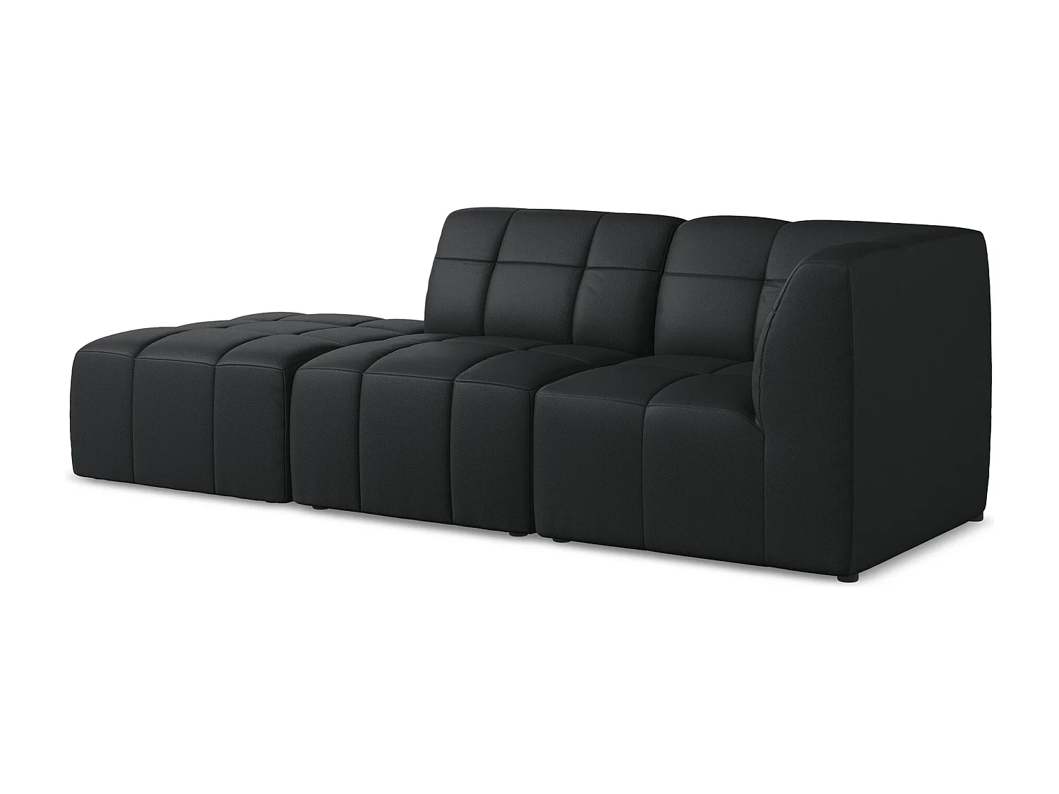 3-Sitzer Modulares Ecksofa - Ecke Links - Kunstleder - Schwarz - ALOHA
