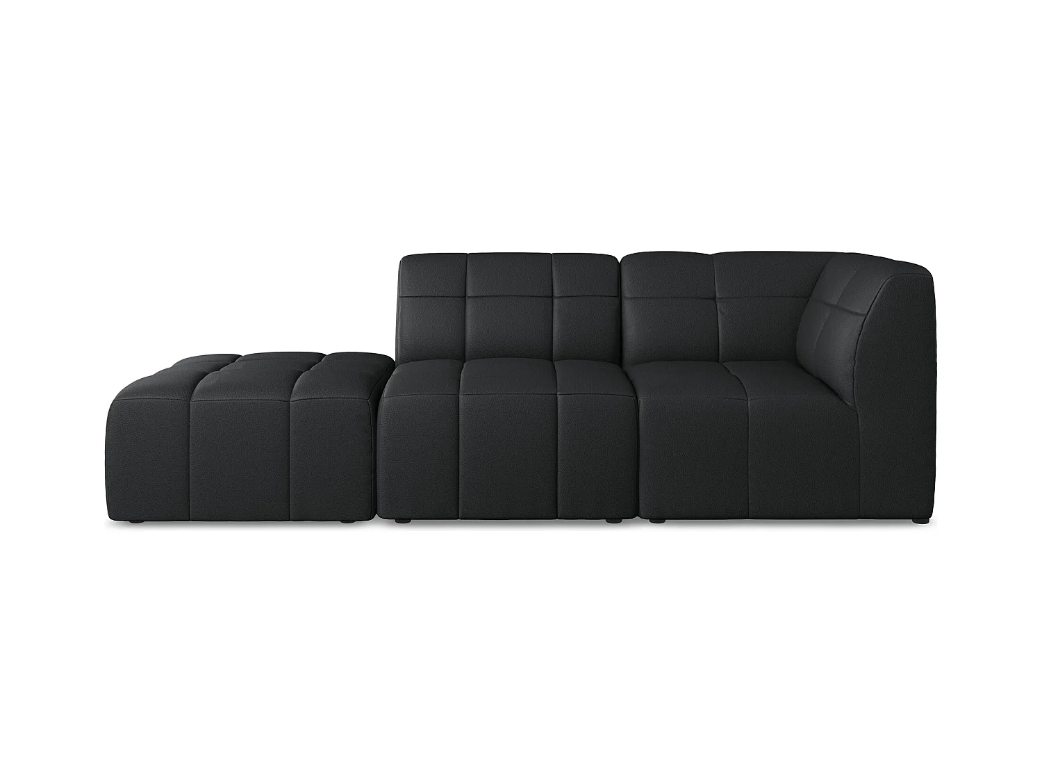 3-Sitzer Modulares Ecksofa - Ecke Links - Kunstleder - Schwarz - ALOHA