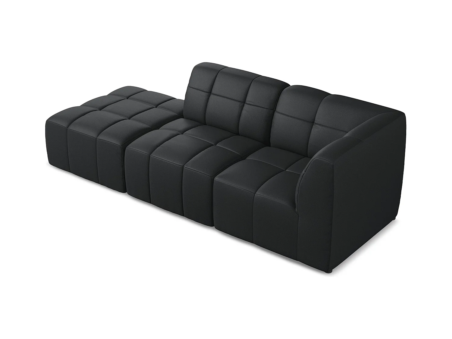 3-Sitzer Modulares Ecksofa - Ecke Links - Kunstleder - Schwarz - ALOHA