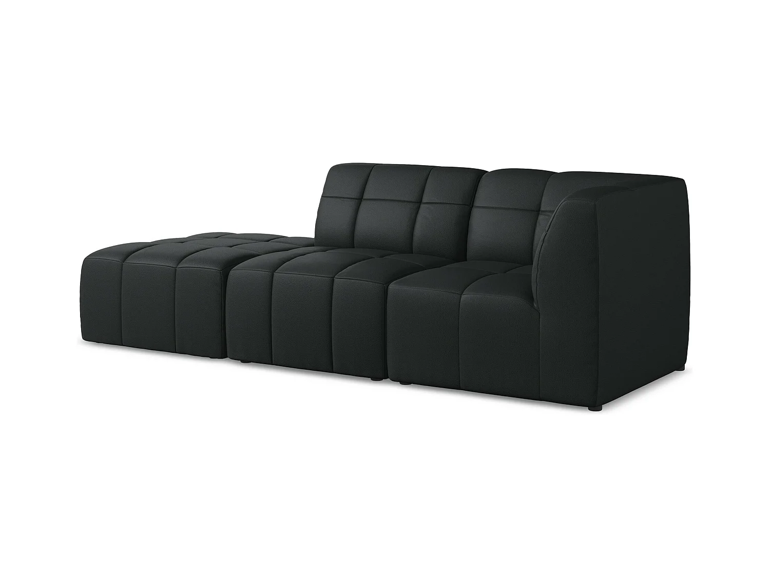 3-Sitzer Modulares Ecksofa - Ecke Links - Kunstleder - Schwarz - ALOHA