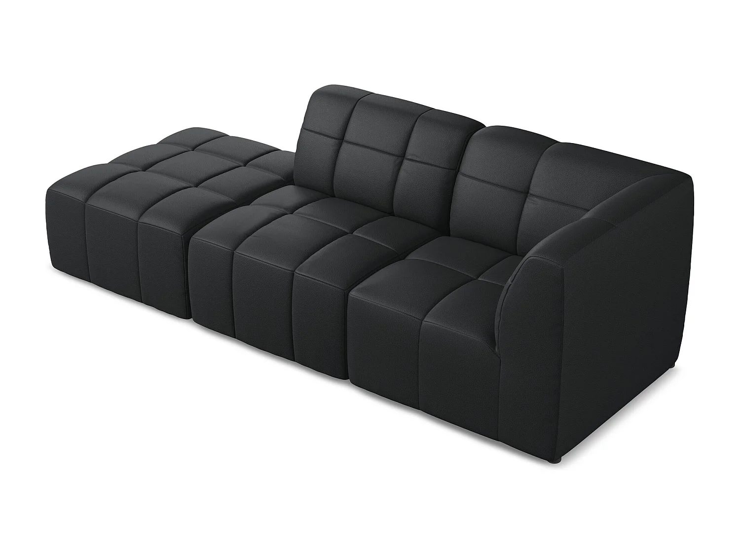 Modulaire hoekbank links van zwart kunstleer - ALOHA