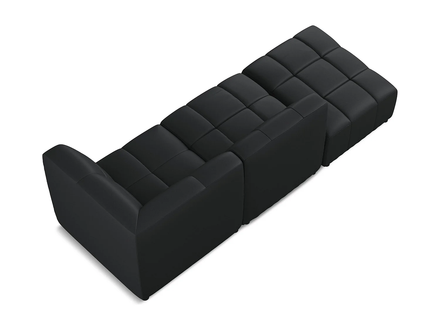 Modulaire hoekbank links van zwart kunstleer - ALOHA