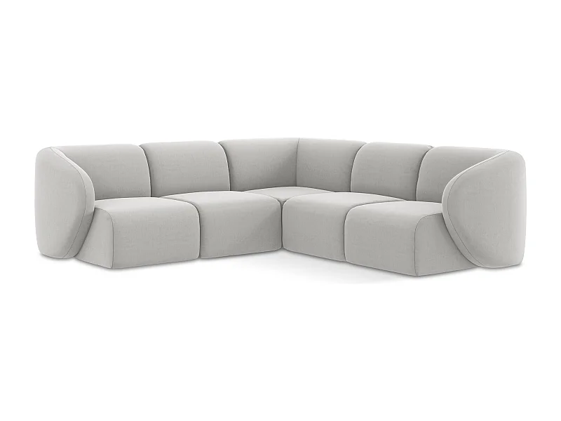 Modulares Ecksofa - - Samt - Silber - LANI