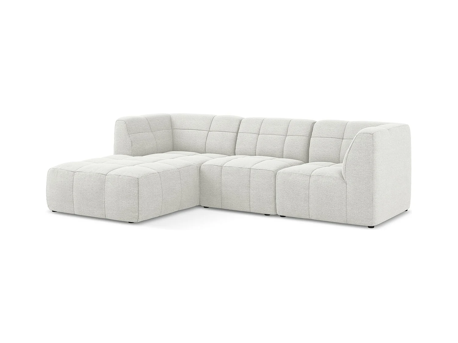 3-Sitzer Modulares Ecksofa - Ecke Links - Bouclé - Weiß - ALOHA