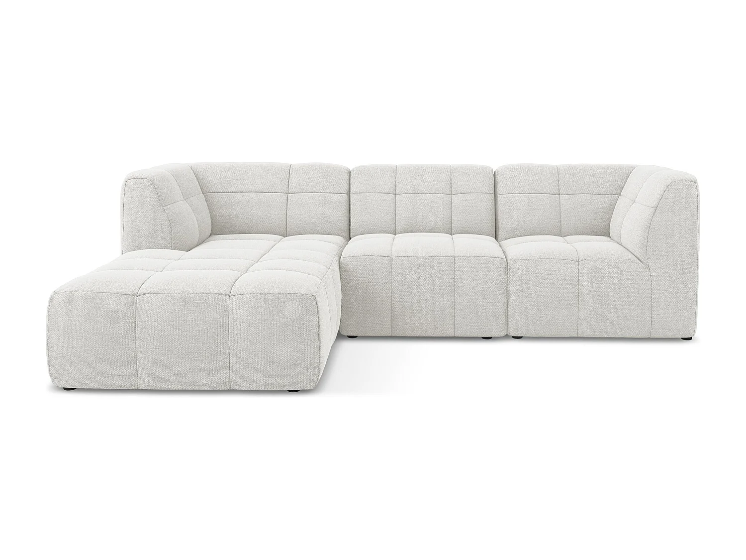 Narożnik lewostronny - z tkaniny bouclé - biały - ALOHA