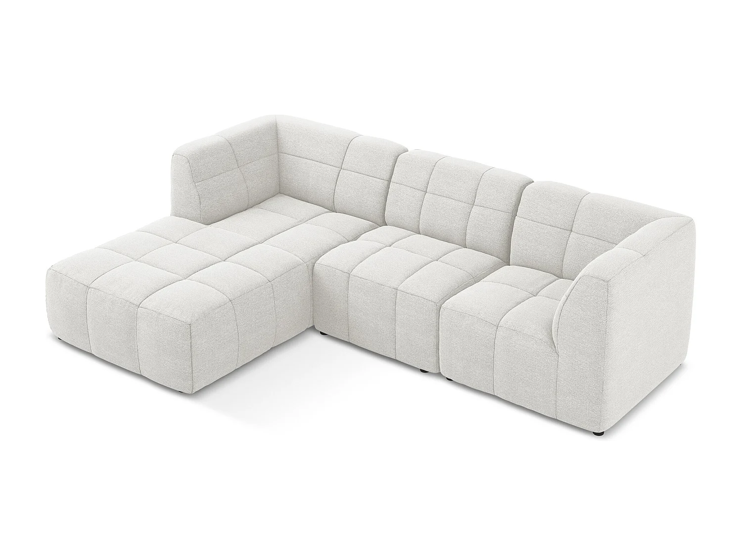 Narożnik lewostronny - z tkaniny bouclé - biały - ALOHA