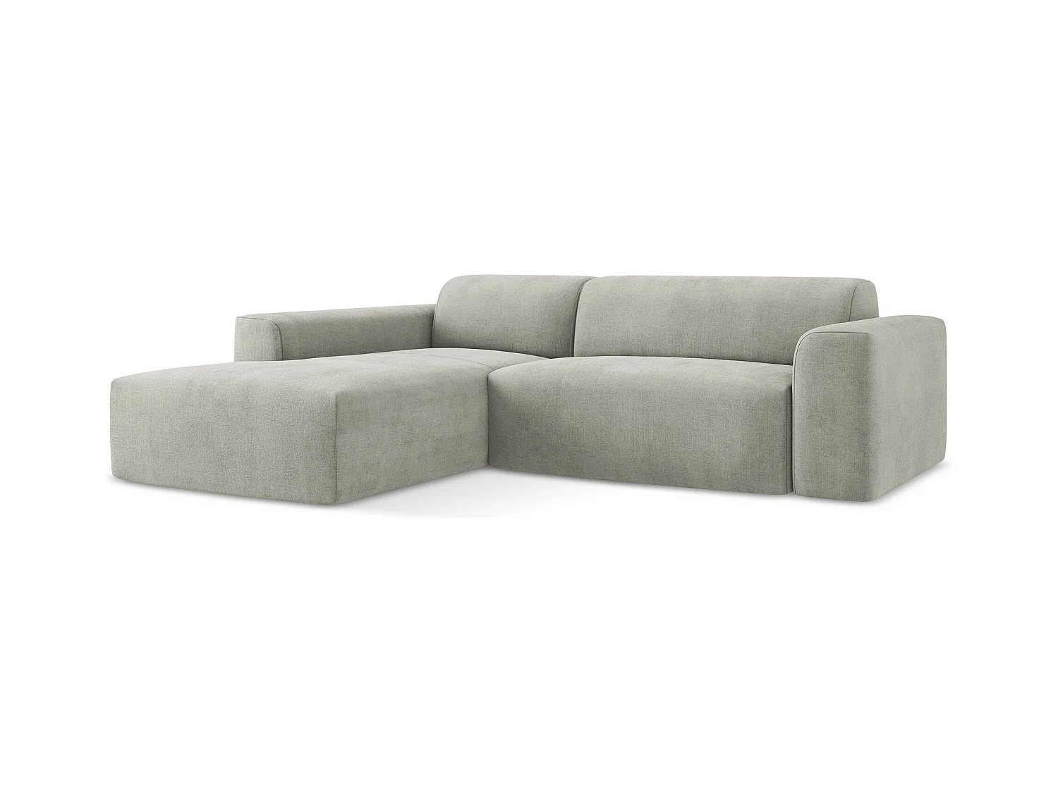 Canapé d'angle 3 places modulaire gauche en tissu texturé - gris clair - KELI