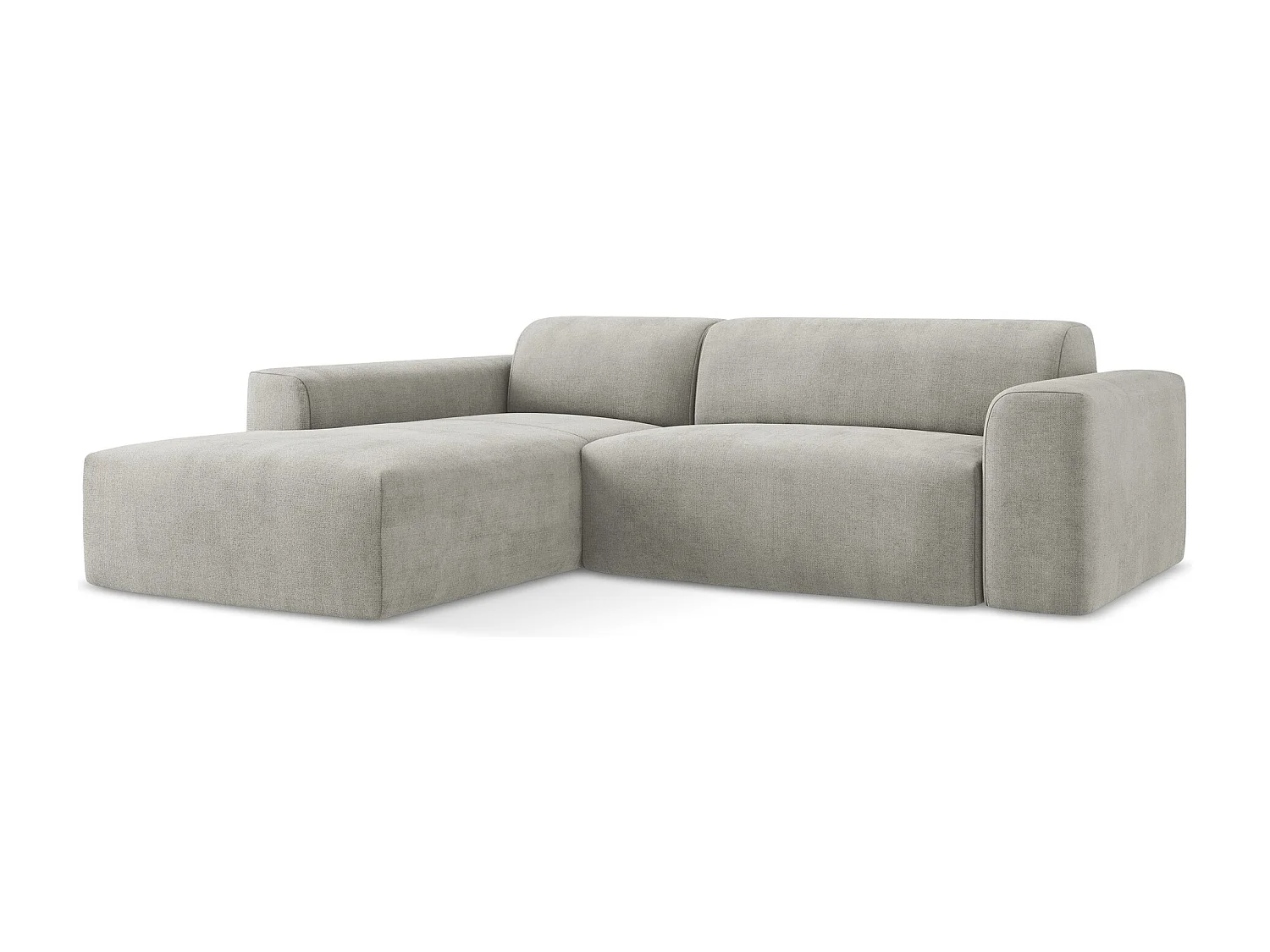 Modulaire hoekbank links van lichtgrijs textuurstof - KELI