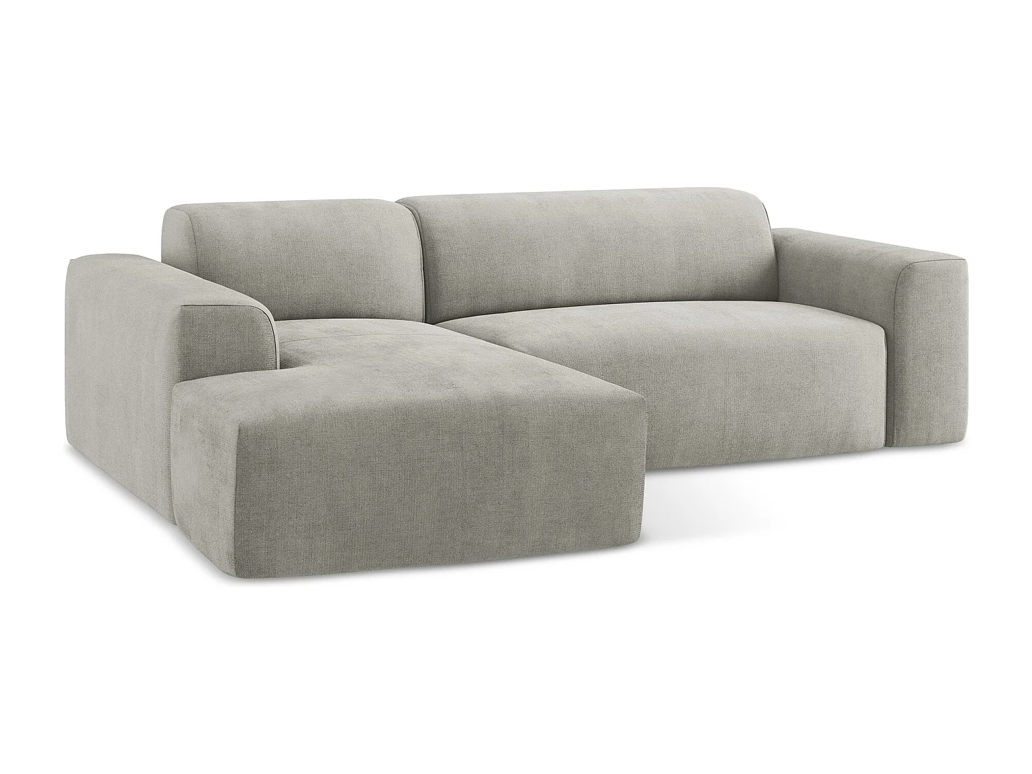 Modulaire hoekbank links van lichtgrijs textuurstof - KELI