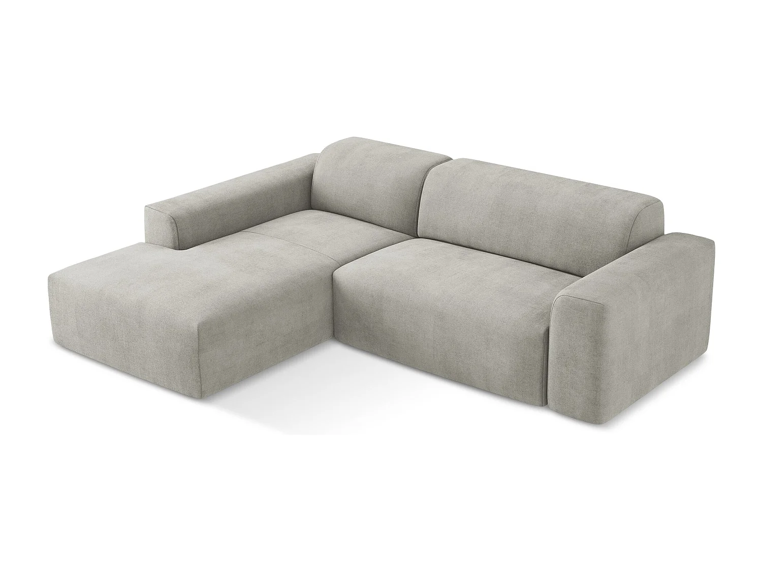 Modulaire hoekbank links van lichtgrijs textuurstof - KELI