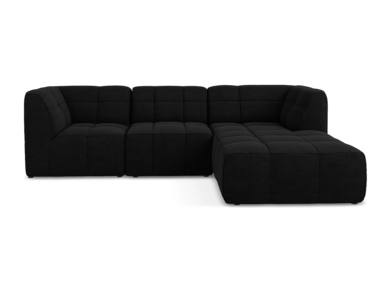 Modulaire hoekbank rechts van zwart bouclé - ALOHA