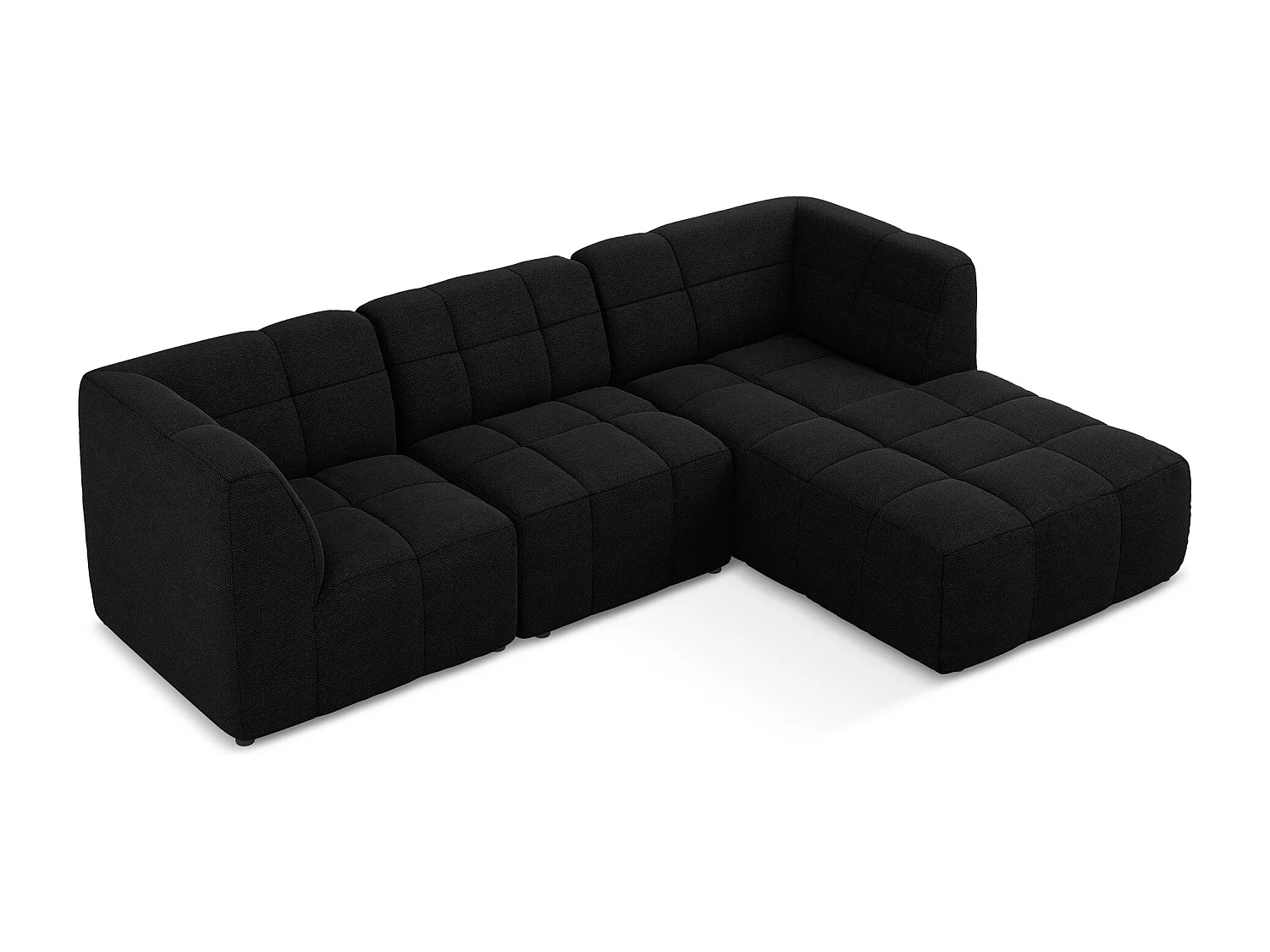 Modulaire hoekbank rechts van zwart bouclé - ALOHA