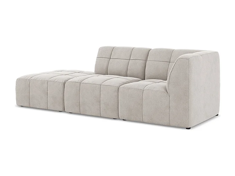 3-Sitzer Modulares Ecksofa - Ecke Links - Samt - Hell beige - ALOHA