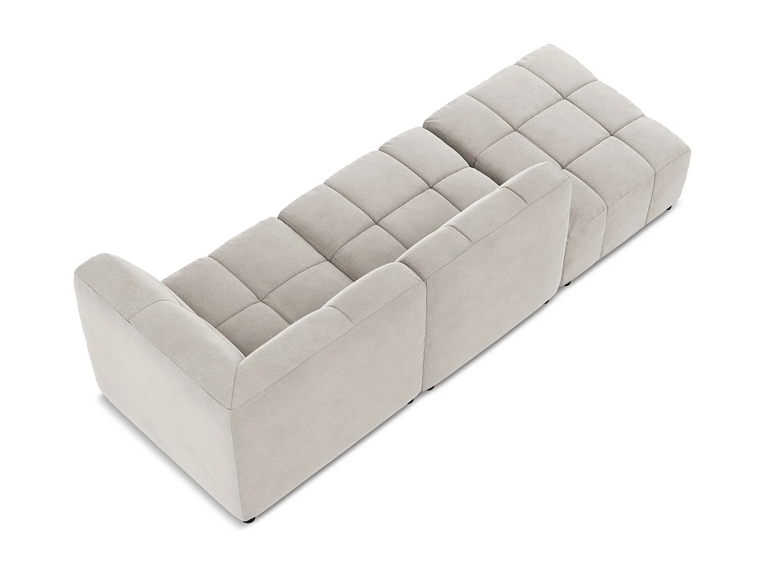 Canapé d'angle 3 places modulaire gauche en velours - beige clair - ALOHA