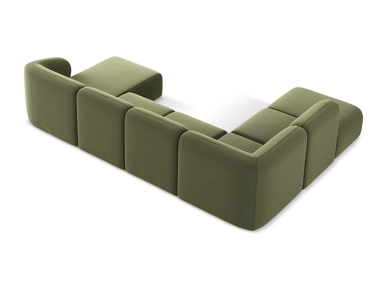 Canapé panoramique 5 places gauche en velours - olive - LANI