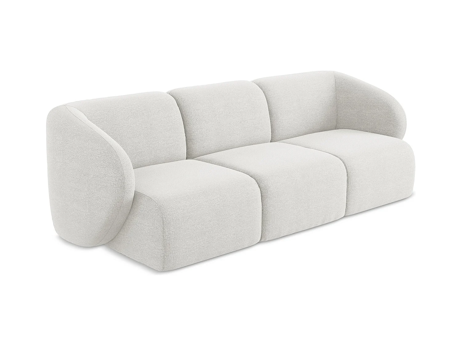 Modulares 3-Sitzer Sofa - - Bouclé - Weiß - LANI