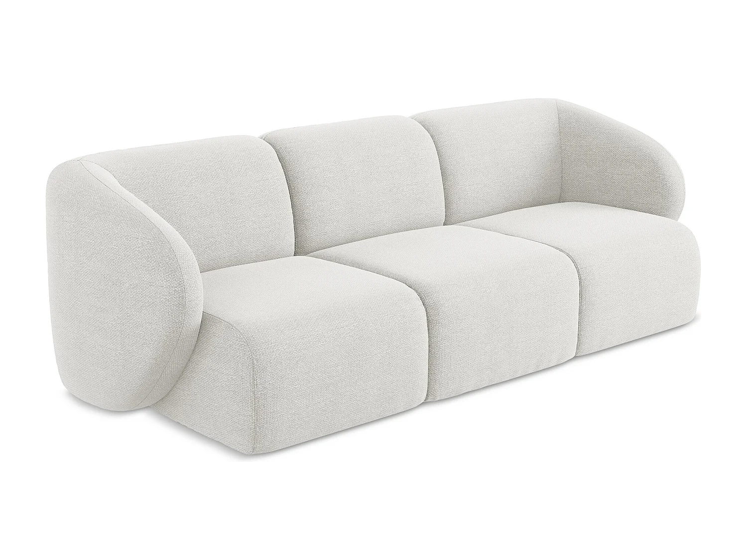 Canapé modulable 3 places en tissu bouclette - blanc - LANI