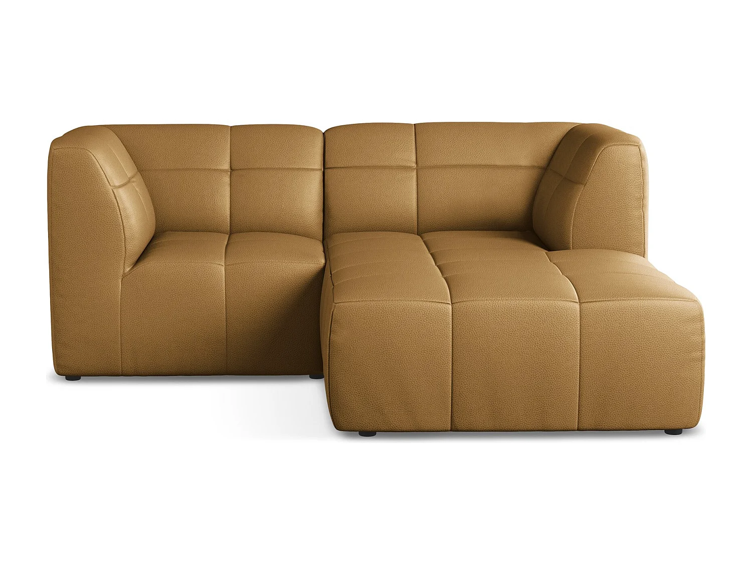 Sofá de canto modular direito 2,5 lugares em couro sintético carmelo - ALOHA