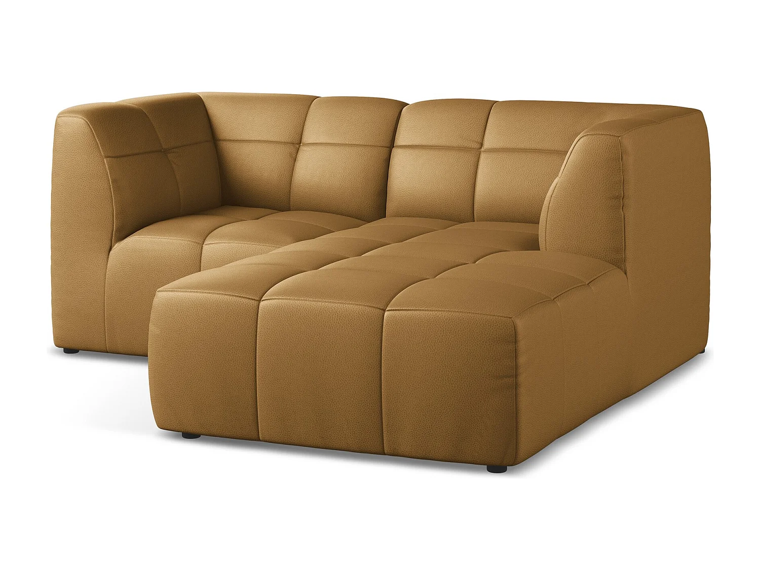 Sofá de canto modular direito 2,5 lugares em couro sintético carmelo - ALOHA