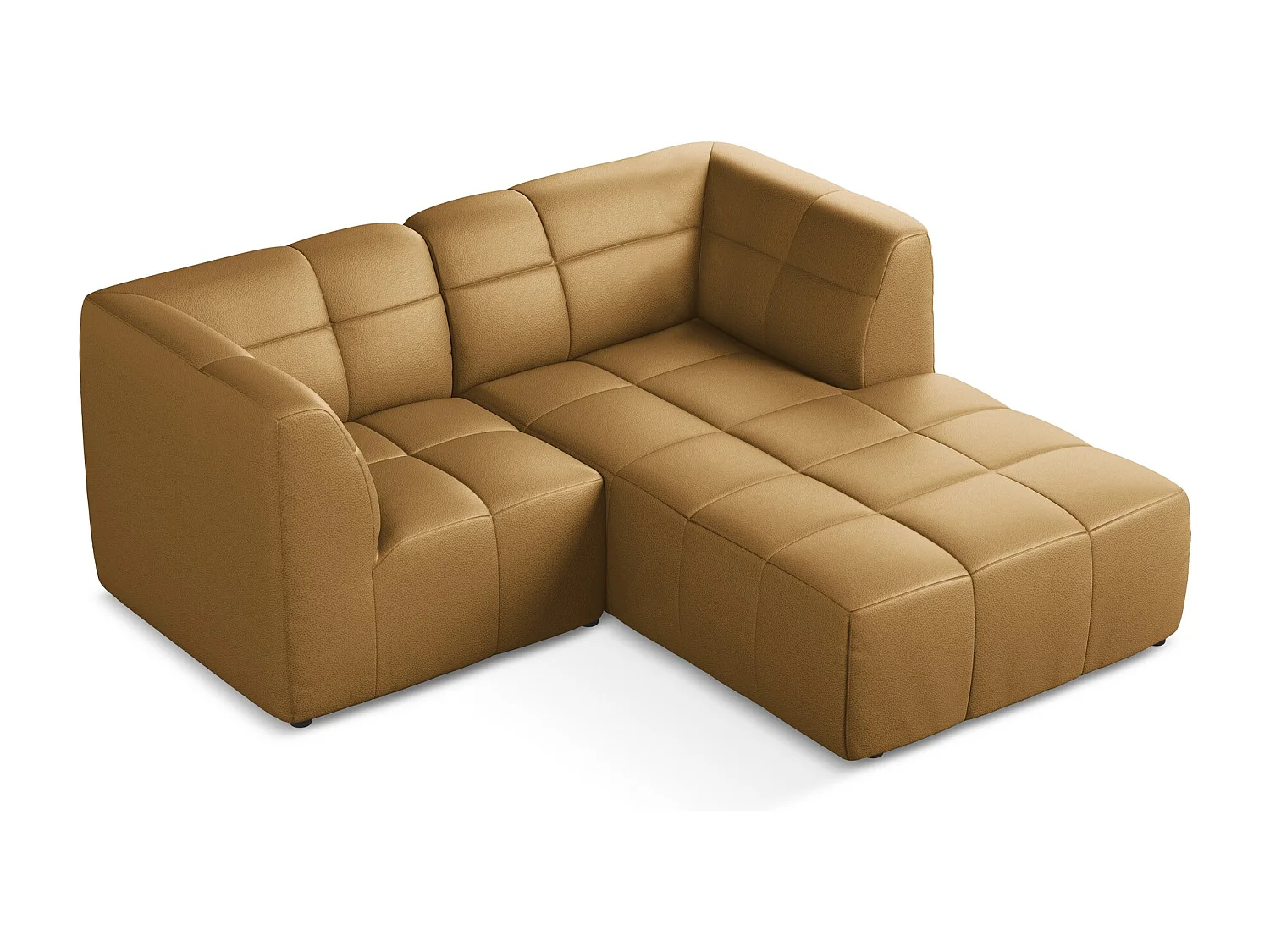 Sofá de canto modular direito 2,5 lugares em couro sintético carmelo - ALOHA