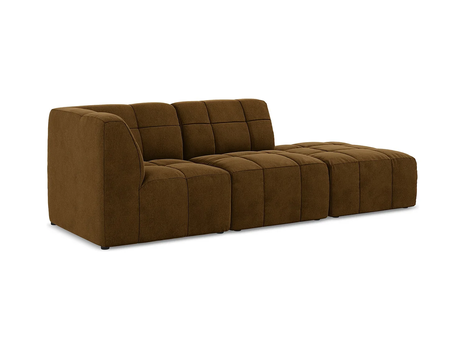 Modulaire hoekbank rechts van mosterdgeel velours - ALOHA