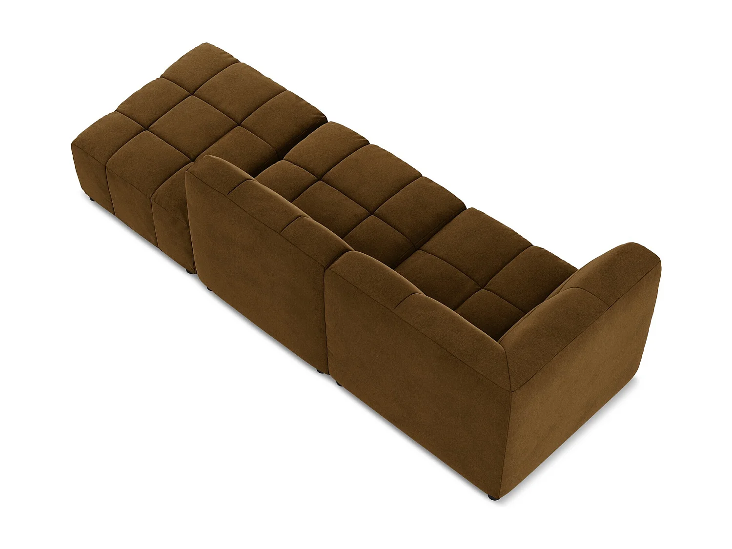 Canapé d'angle 3 places modulaire droit en velours - moutarde - ALOHA