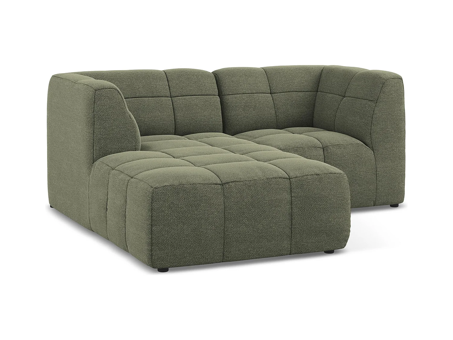 Canapé d'angle 2,5 places modulaire gauche en tissu bouclette - olive - ALOHA