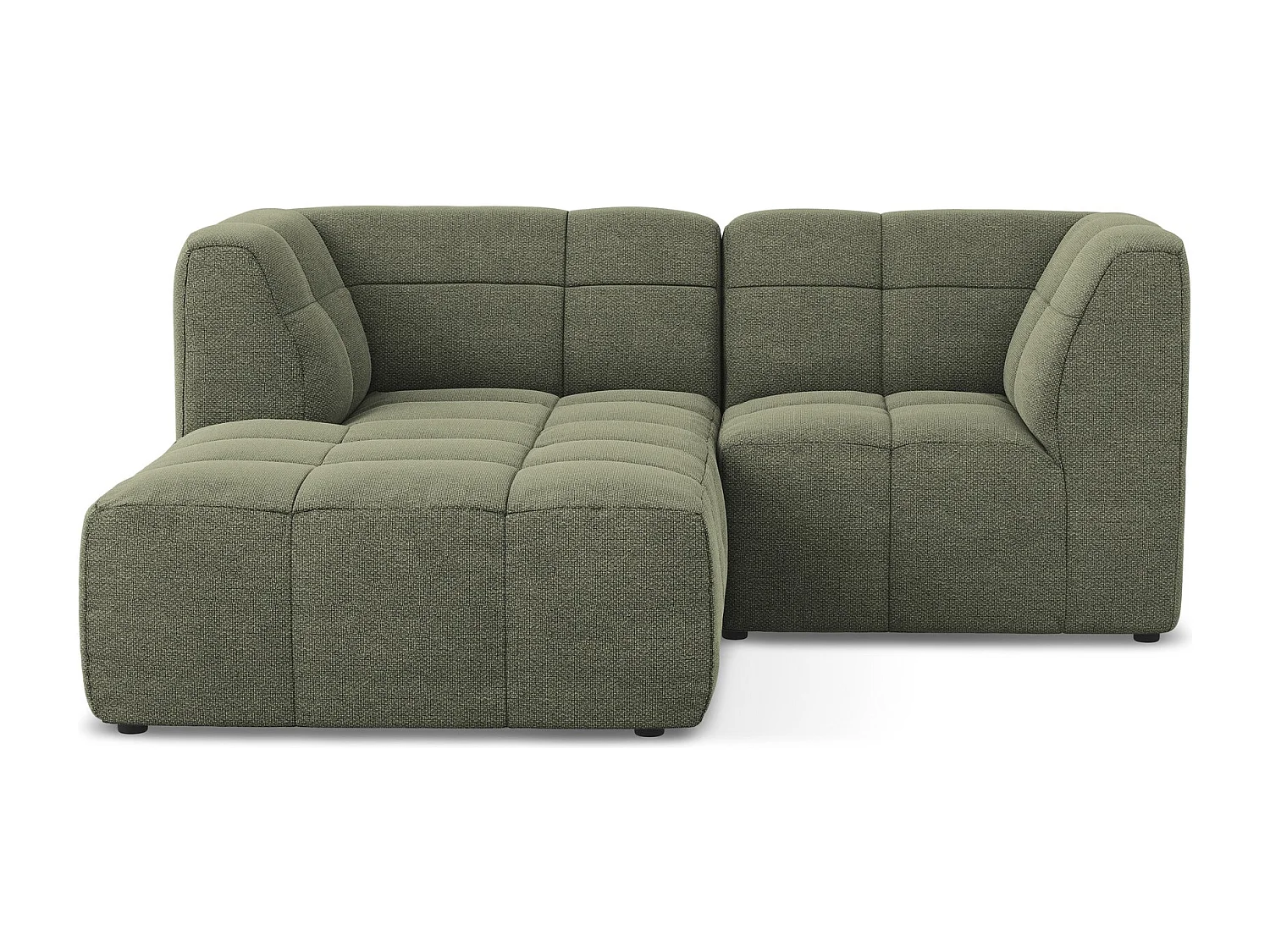 Narożnik lewostronny - z tkaniny bouclé - oliwkowy - ALOHA