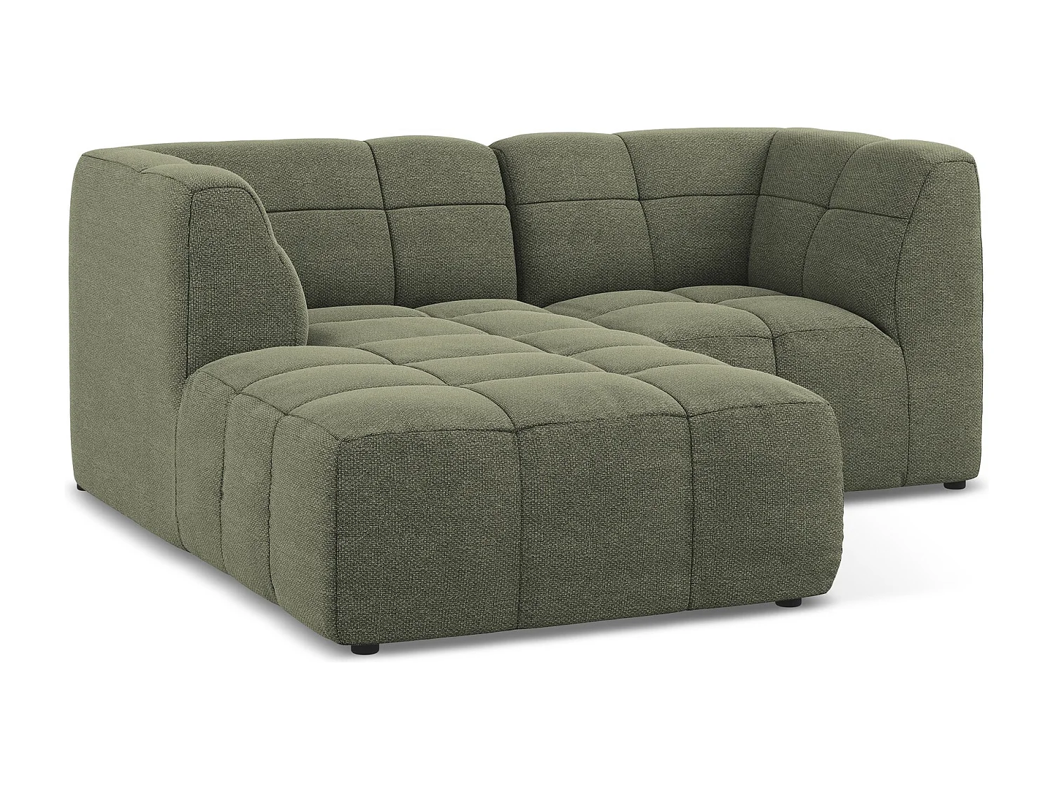 Narożnik lewostronny - z tkaniny bouclé - oliwkowy - ALOHA